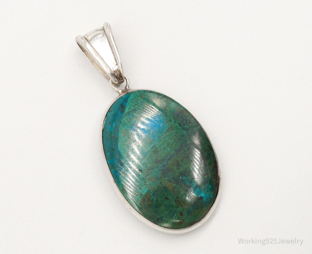 Vintage Large Chrysocolla 950 Silver Pendant | Jewelry > Necklaces > Pendants | Wiccan Center