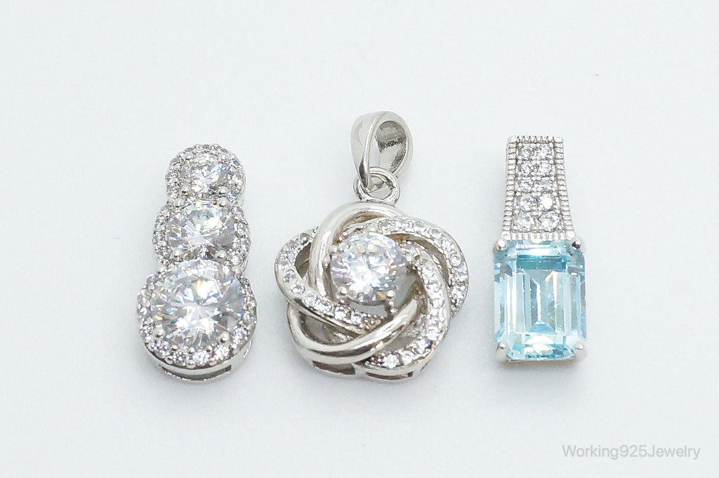 Vintage Blue Topaz & Cubic Zirconia Sterling Silver Necklace Pendants | Jewelry > Necklaces > Pendants | Wiccan Center