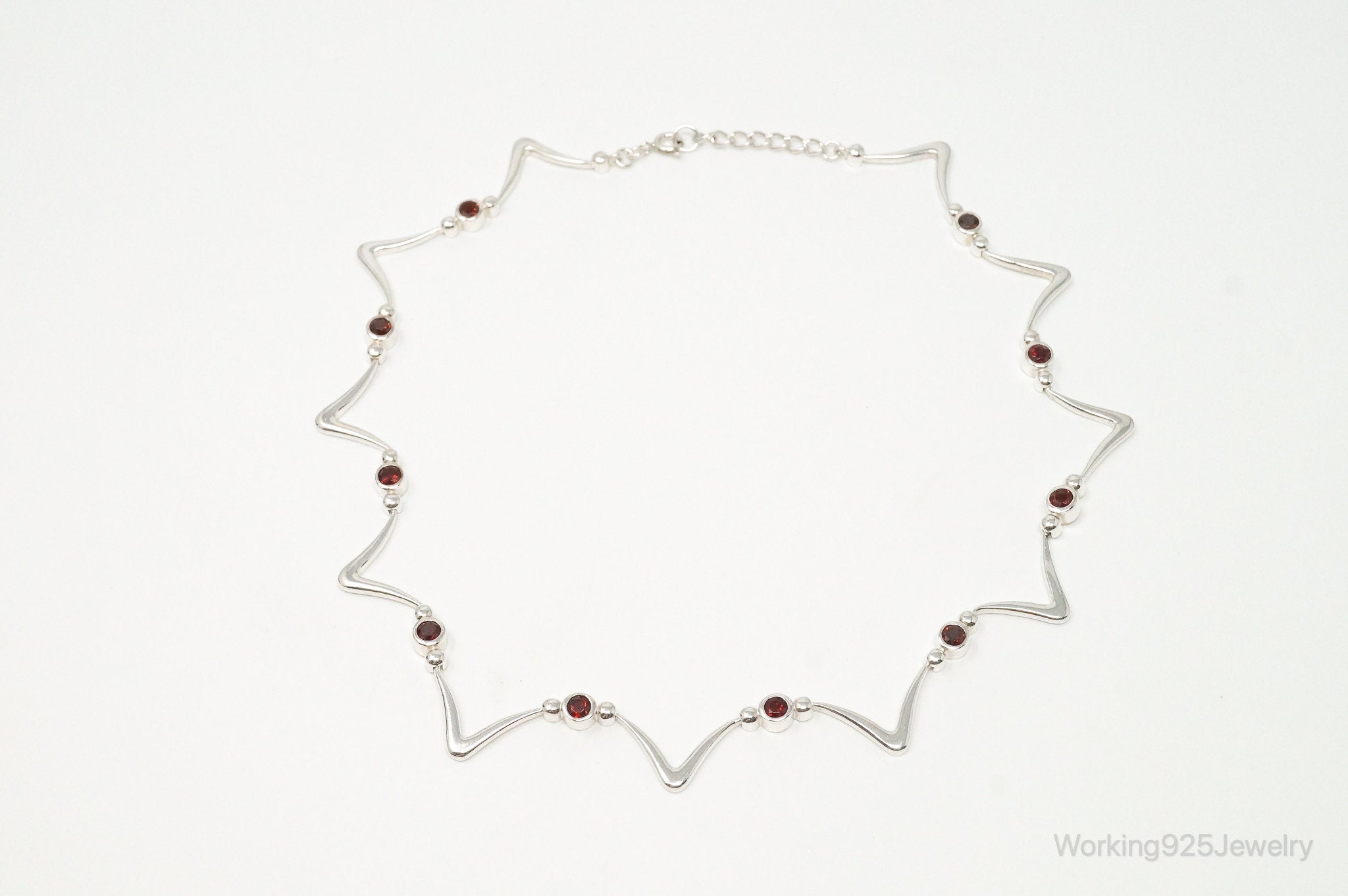 Vintage Modernist Style Garnet Sterling Silver Necklace | Jewelry > Necklaces > Pendants | Wiccan Center
