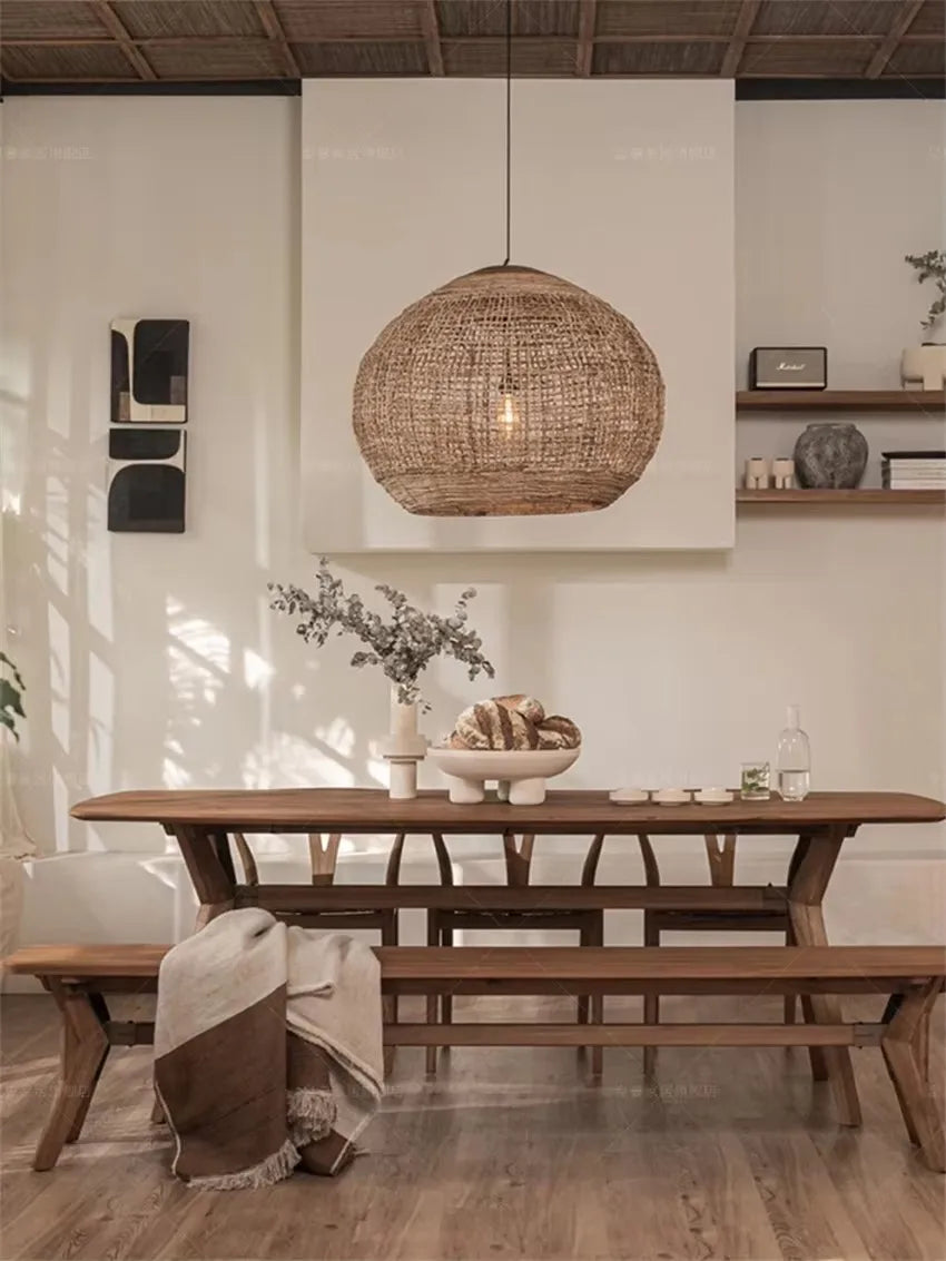 Wabi Sabi Style Vine Art Vine Weaving Chandelier Retro Countryside Lighting Creative Weaving Restaurant Southeast Asian Lamp | Lighting | Wiccan Center
