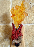 Fire Breathing Dragon Nightlight, Hand Painted Resin Sculpture | Fantasy Dragon Night Light | Mythic Legends Lighting for Fantasy Home Decor