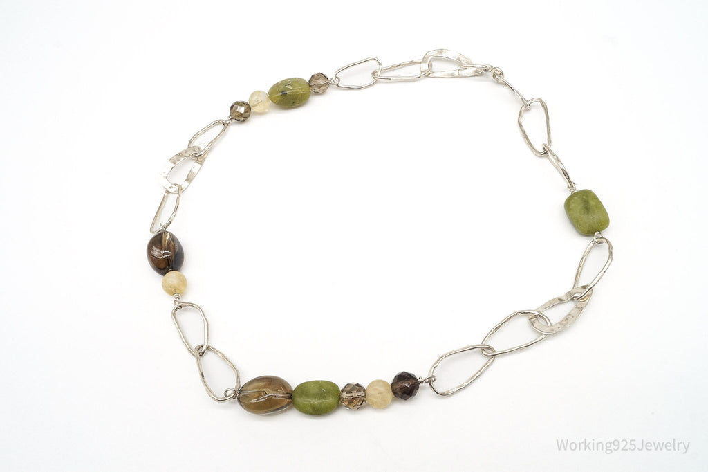 Retired Silpada Jade Smoky Topaz Citrine Chain Link Sterling Silver Necklace | Jewelry > Necklaces > Pendants | Wiccan Center