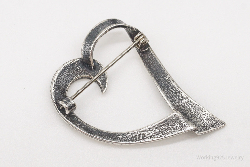 Vintage Open Heart Art Deco Sterling Silver Brooch Pin | Jewelry > Brooches, Pins & Clips | Wiccan Center