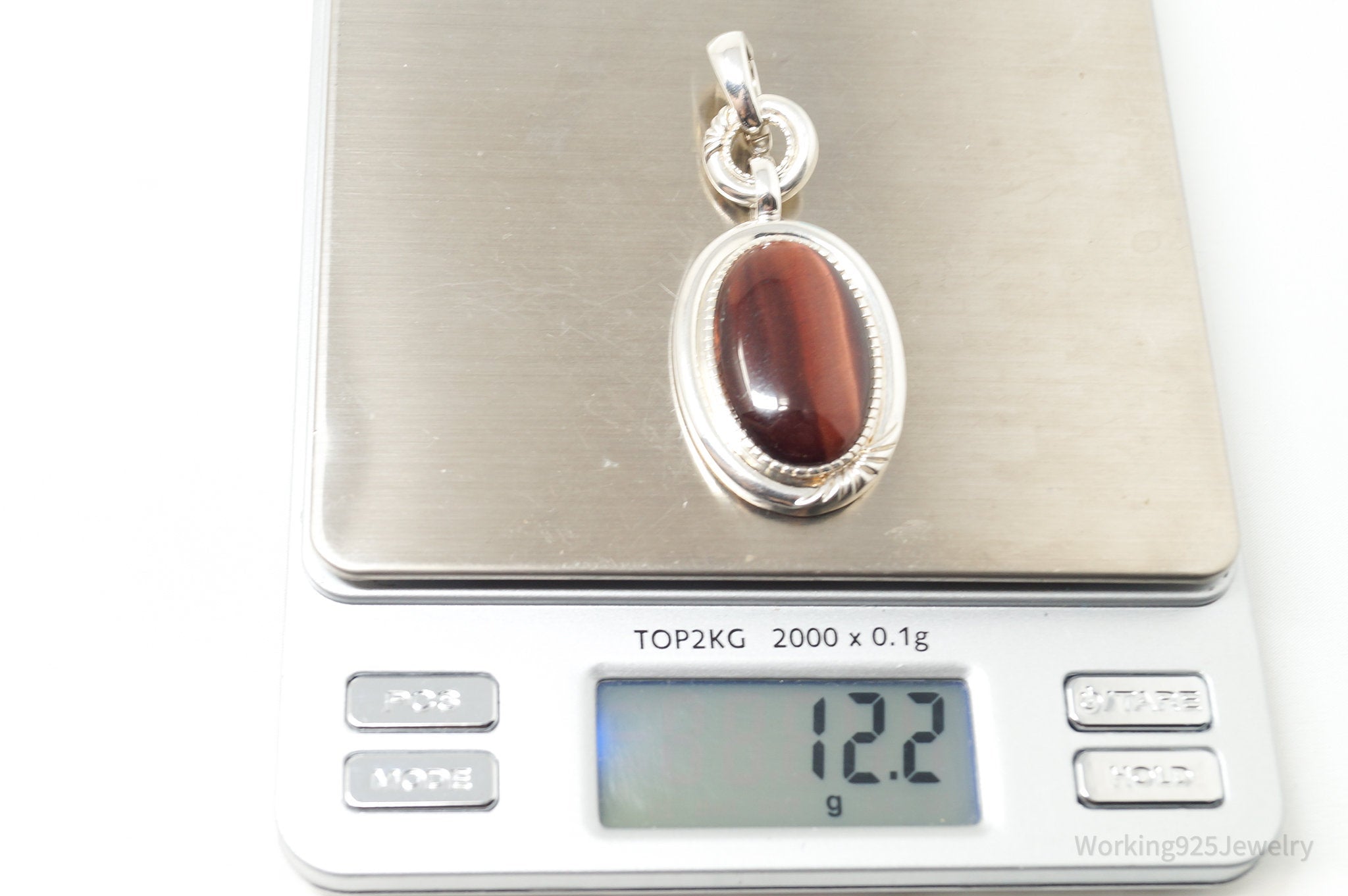 Vintage Designer Whitney Kelly Red Tigers Eye Sterling Silver Necklace Pendant | Jewelry > Necklaces > Pendants | Wiccan Center
