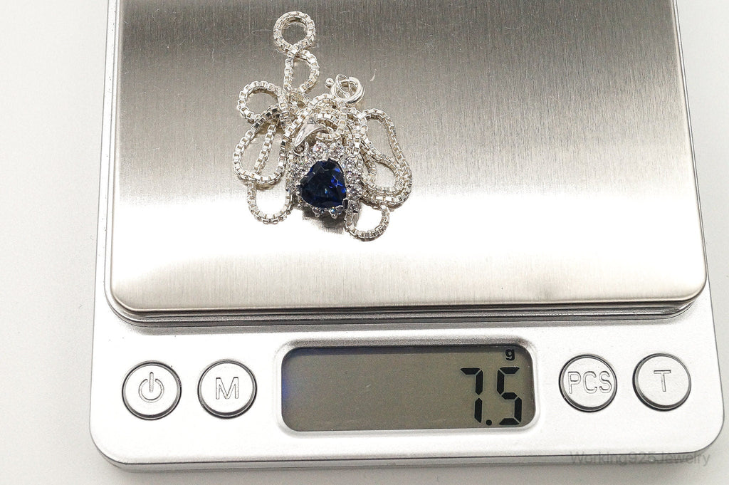 Blue Lab Sapphire Cubic Zirconia Heart Sterling Silver Necklace | Jewelry > Necklaces > Pendants | Wiccan Center