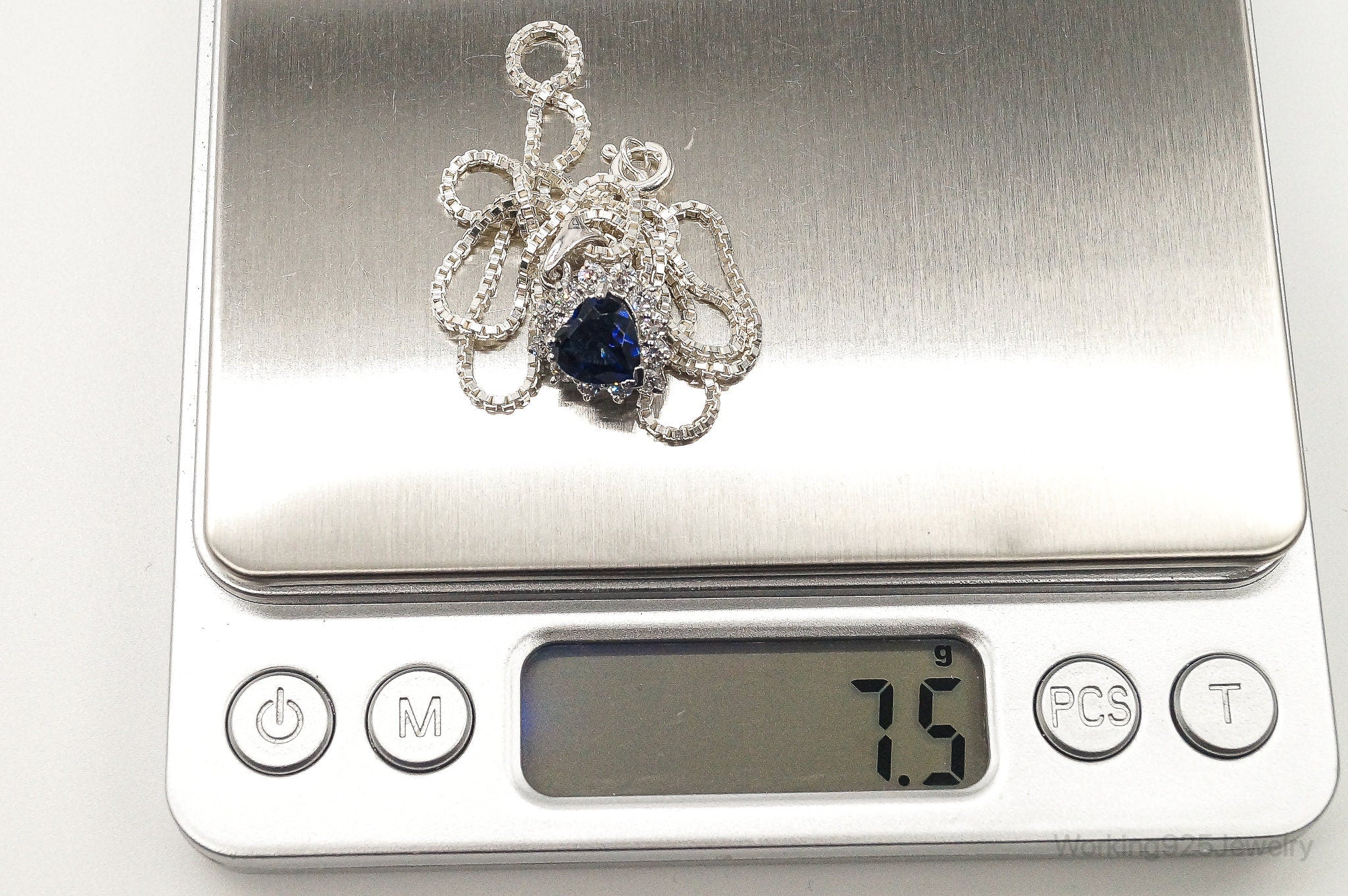 Blue Lab Sapphire Cubic Zirconia Heart Sterling Silver Necklace | Jewelry > Necklaces > Pendants | Wiccan Center