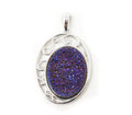 Vintage Designer TGGC Purple Druzy Quartz Art Deco Style Sterling Silver Pendant | Jewelry > Necklaces > Pendants | Wiccan Center
