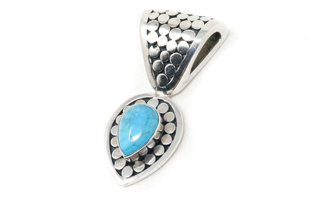 Vintage Long Turquoise Bali Style Sterling Silver Dangle Necklace Pendant | Jewelry > Necklaces > Pendants | Wiccan Center