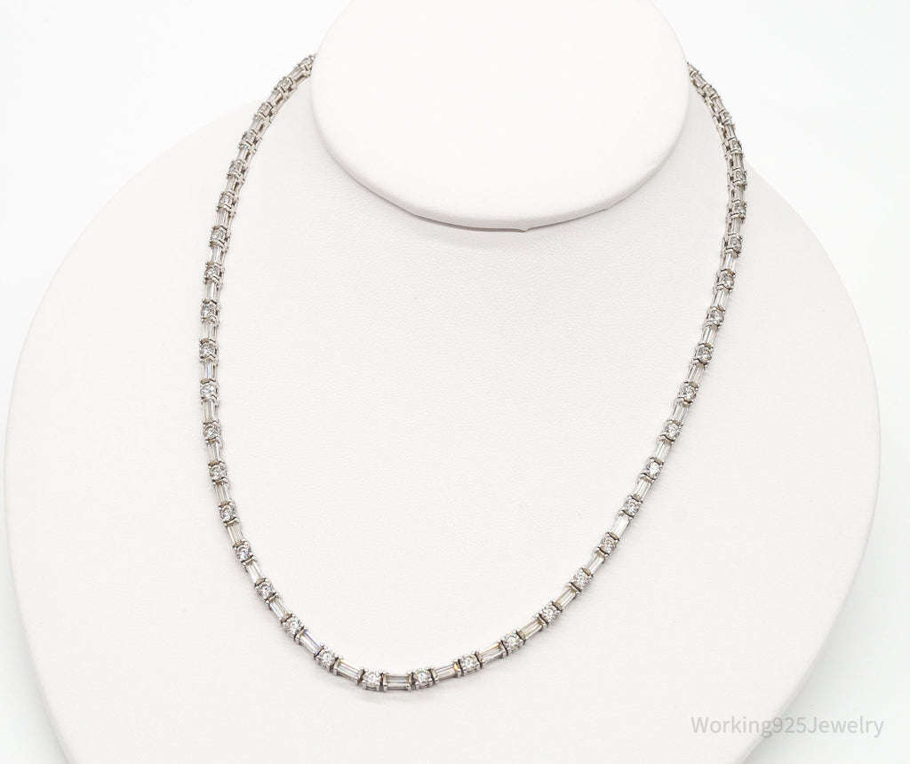 Vintage Cubic Zirconia Platinum Clad Sterling Silver Necklace 16" | Jewelry > Necklaces > Pendants | Wiccan Center