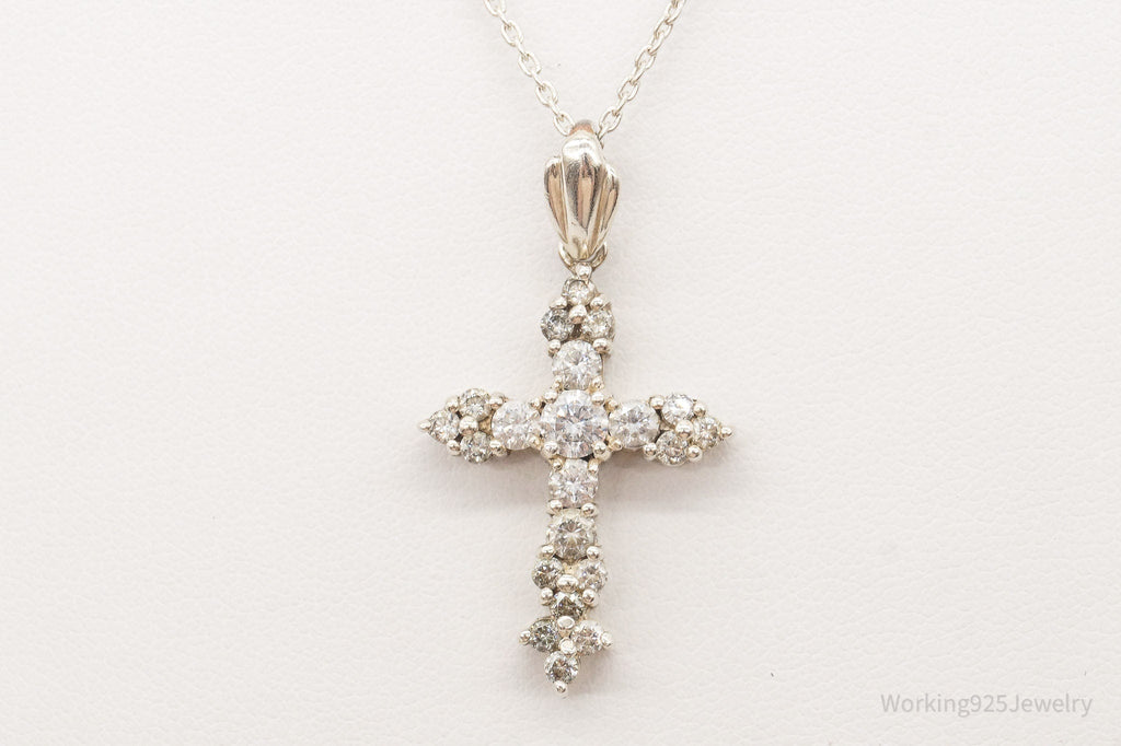 Vintage Cubic Zirconia Cross Sterling Silver Chain Necklace | Jewelry > Necklaces > Pendants | Wiccan Center