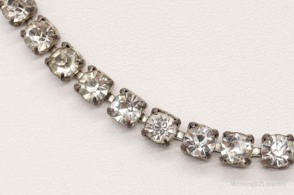 Antique Rhinestone Sterling Silver Necklace 14" | Jewelry > Necklaces > Pendants | Wiccan Center