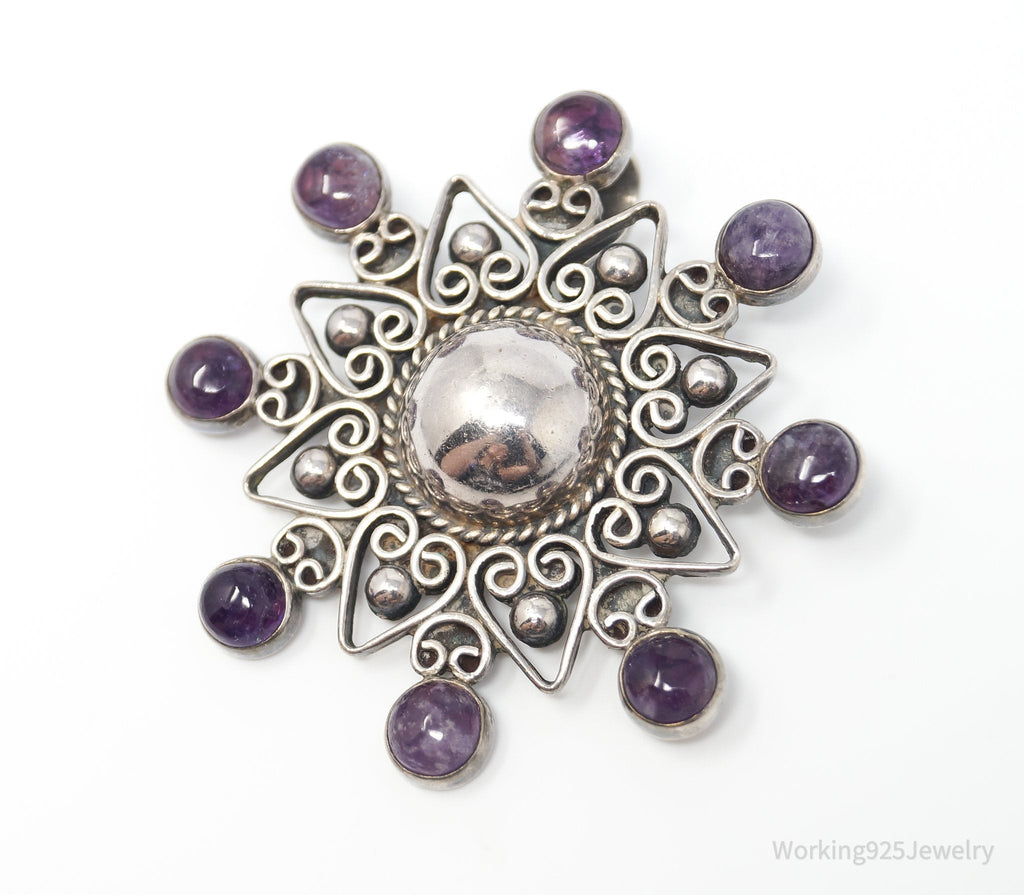 RARE Vintage Designer Carmen Beckmann Amethyst Sterling Silver Brooch Pendant | Jewelry > Necklaces > Pendants | Wiccan Center