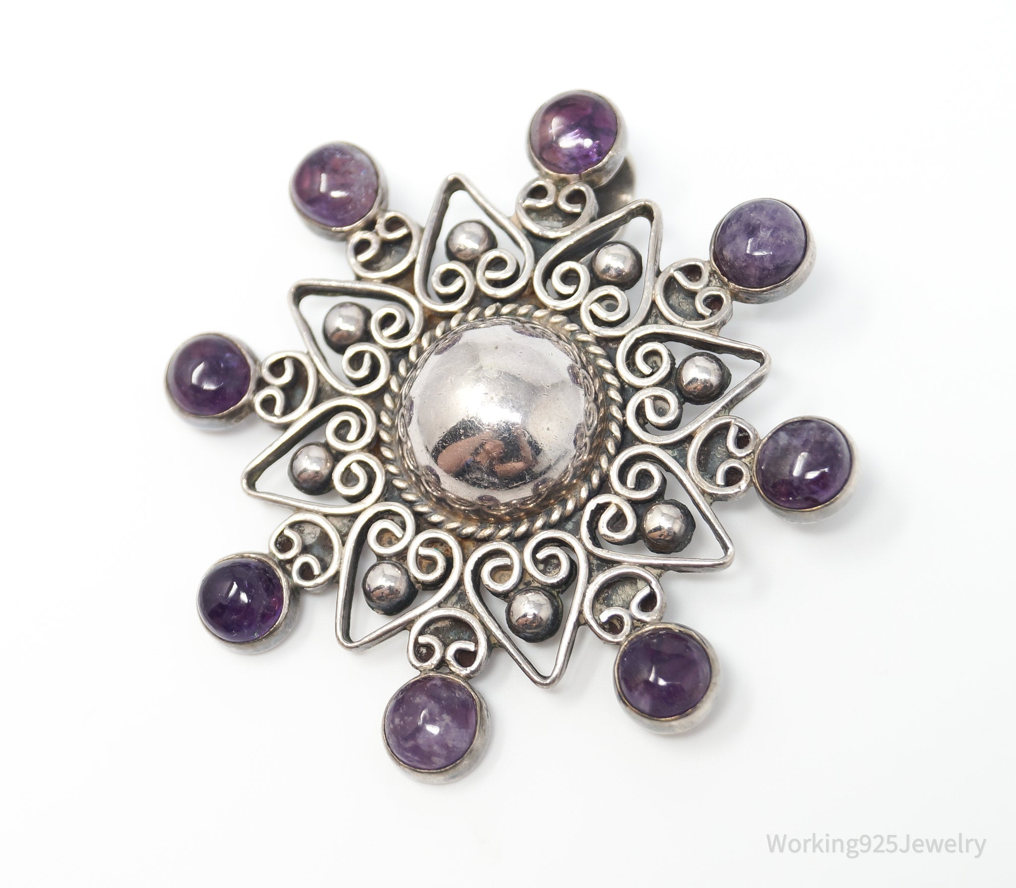 RARE Vintage Designer Carmen Beckmann Amethyst Sterling Silver Brooch Pendant | Jewelry > Necklaces > Pendants | Wiccan Center