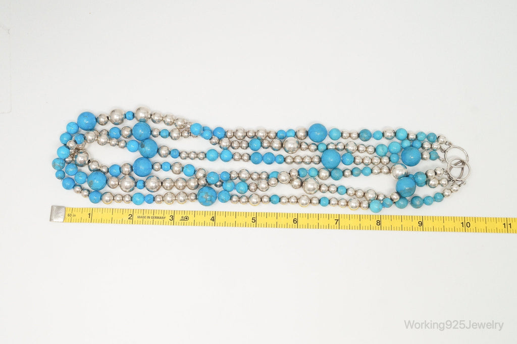 Vintage Native American Turquoise Beaded Sterling Silver Necklace | Jewelry > Necklaces > Pendants | Wiccan Center