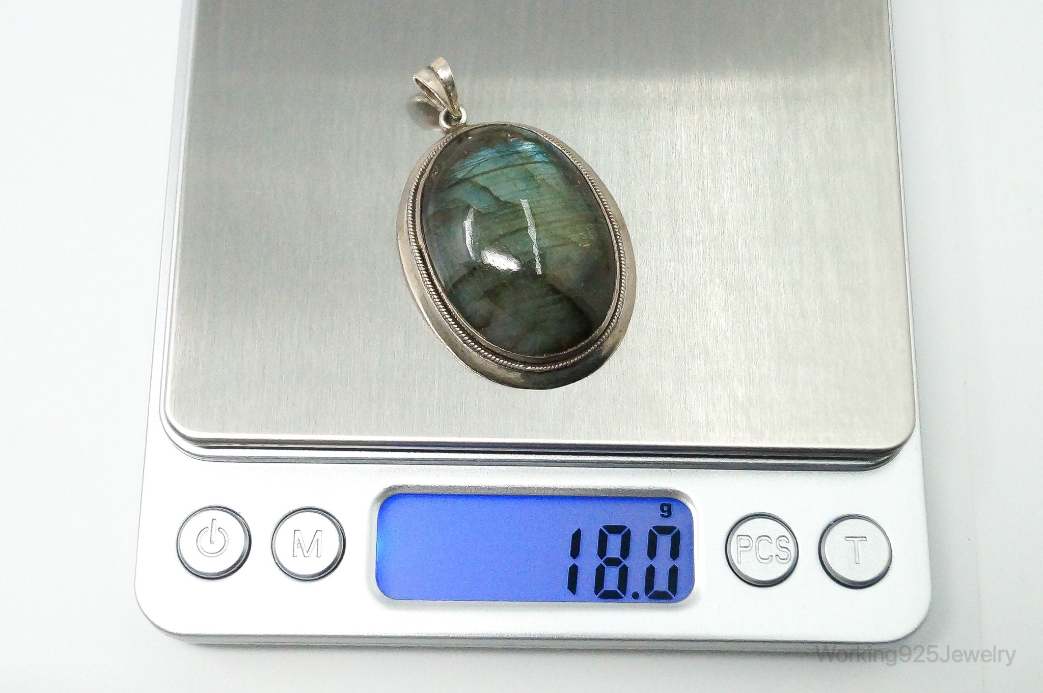 Vintage Large Labradorite Sterling Silver Necklace Pendant | Jewelry > Necklaces > Pendants | Wiccan Center