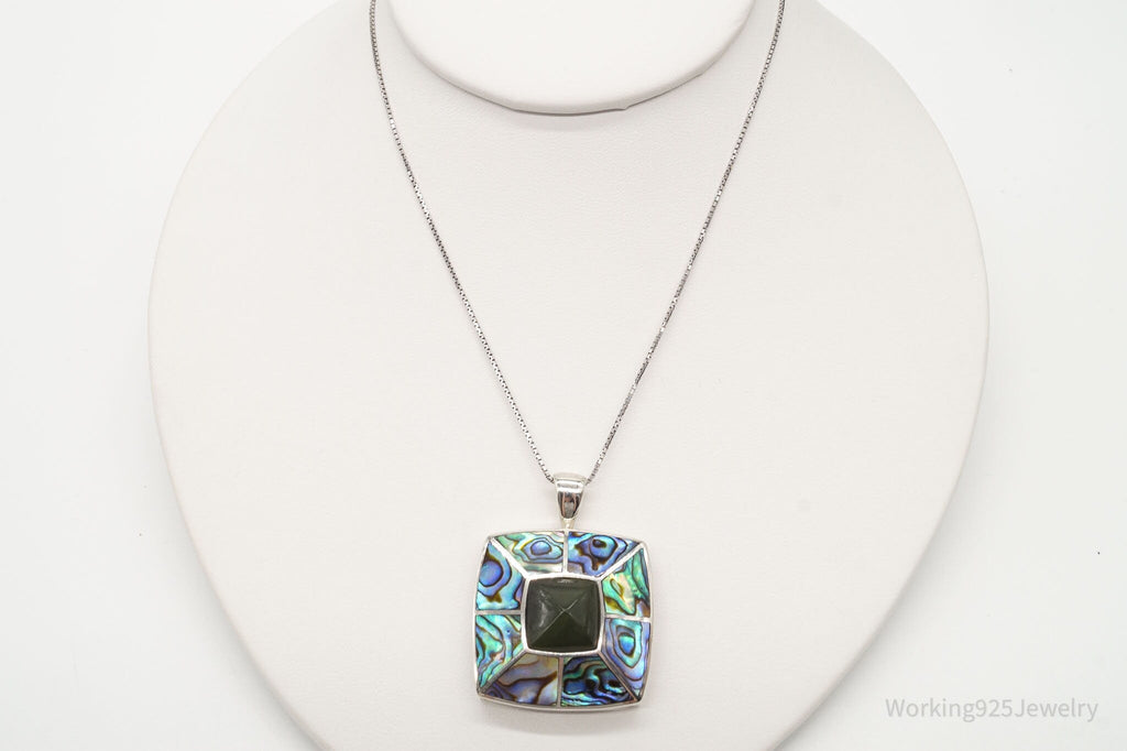 Vintage Paua Abalone Shell Green Stone Sterling Silver Necklace | Jewelry > Necklaces > Pendants | Wiccan Center