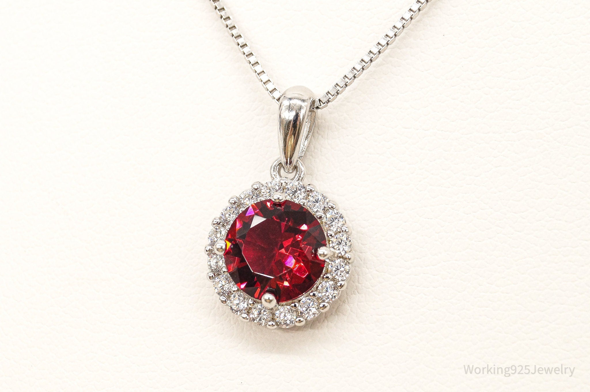 Red & White Cubic Zirconia Sterling Silver Necklace | Jewelry > Necklaces > Pendants | Wiccan Center