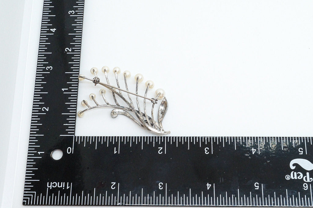 Large Antique Faux Pearl Sterling Silver Brooch Pin | Jewelry > Brooches, Pins & Clips | Wiccan Center