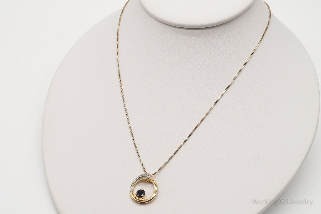 Designer Ross Simons Sapphires One Diamond Gold Vermeil Sterling Silver Necklace | Jewelry > Necklaces > Pendants | Wiccan Center
