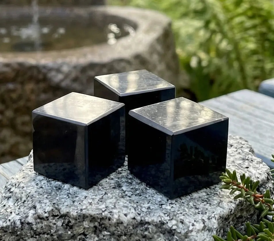 Black Shungite Cube Carving (Type-2) From Karelia Russia | Home & Living > Home Decor > Home Accents > Rocks & Geodes | Wiccan Center