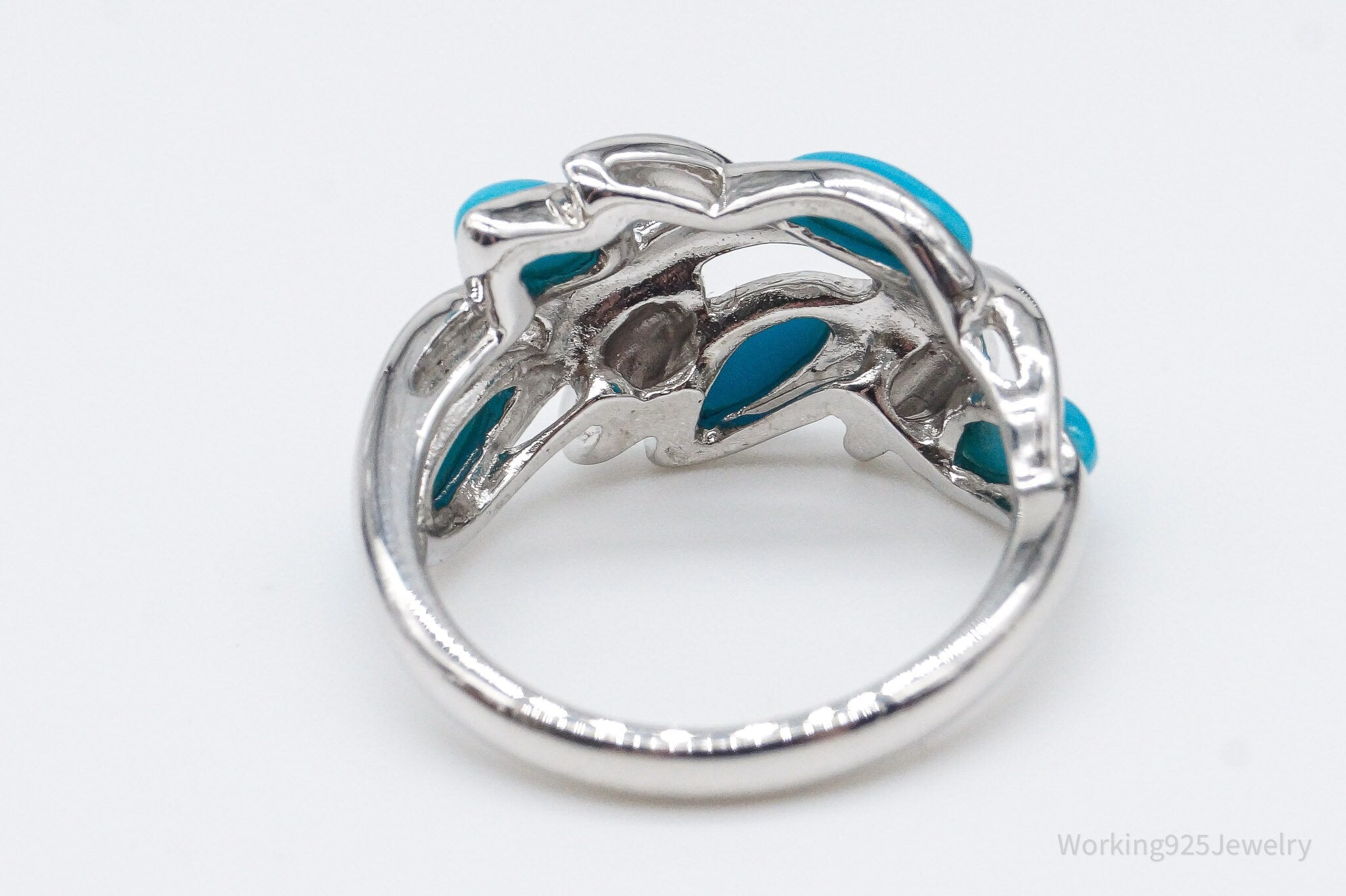Vintage Designer EA Turquoise Sterling Silver Ring - Size 5 | Jewelry > Rings | Wiccan Center