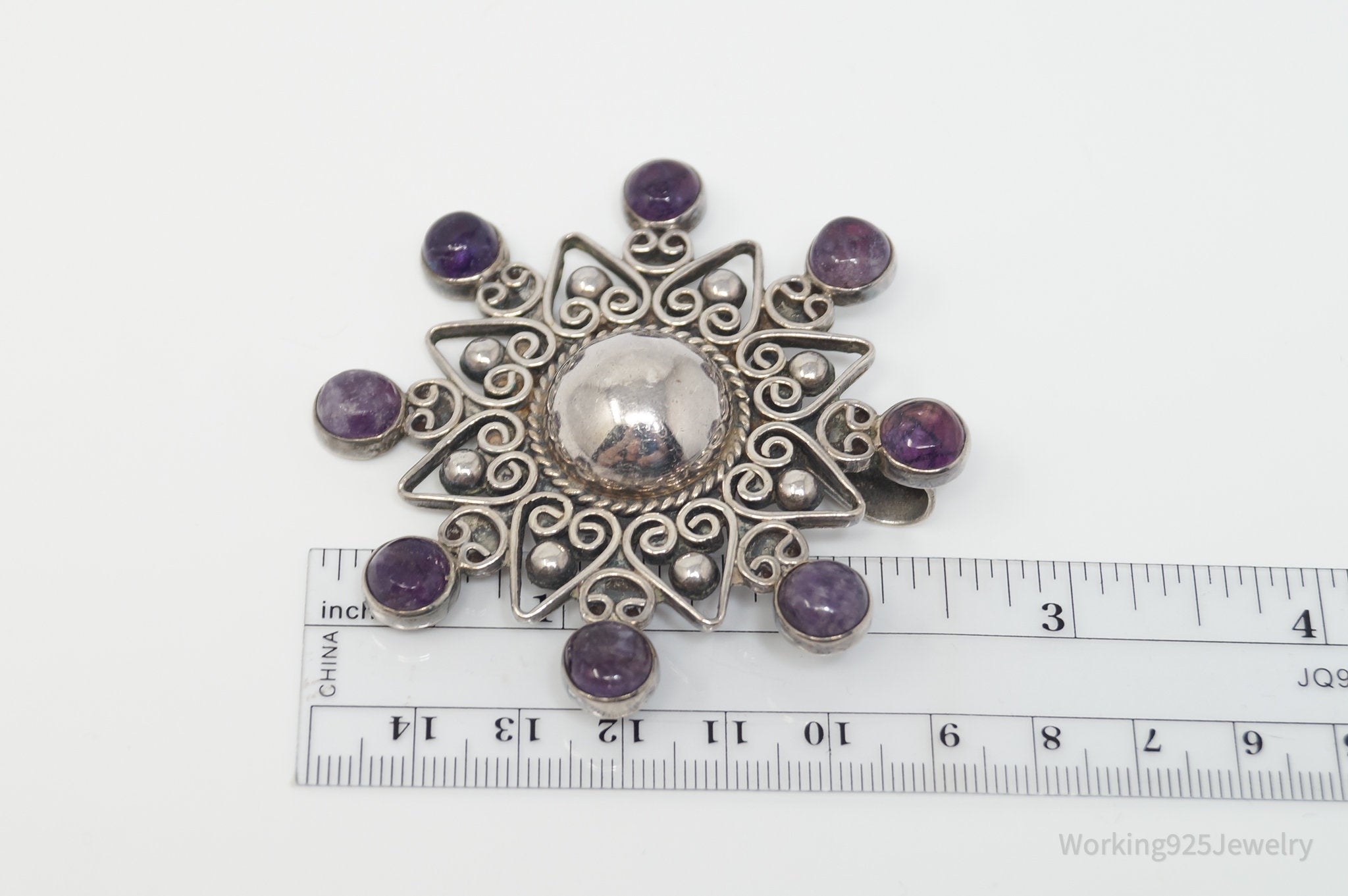 RARE Vintage Designer Carmen Beckmann Amethyst Sterling Silver Brooch Pendant | Jewelry > Necklaces > Pendants | Wiccan Center