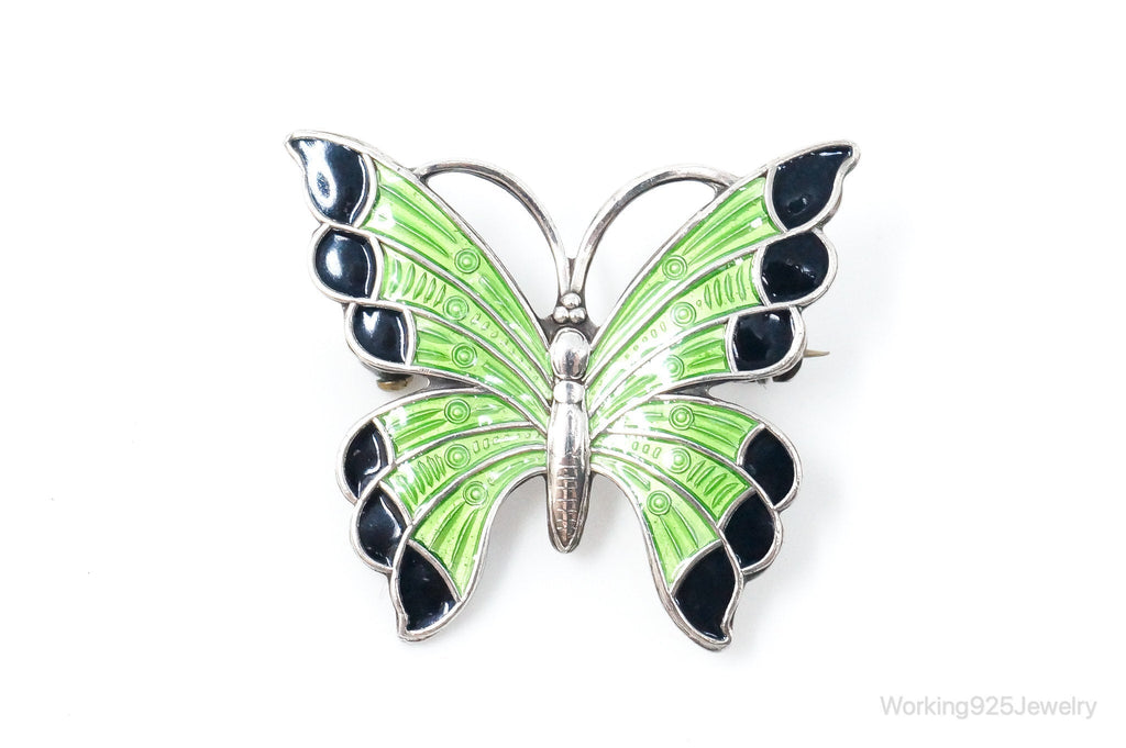 Vintage Danish Meka Butterfly Enamel Sterling Silver Pin Brooch | Jewelry > Brooches, Pins & Clips | Wiccan Center