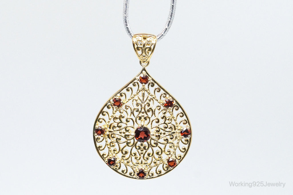 Designer Ross Simons Garnet Motif Gold Over Sterling Silver Pendant | Jewelry > Necklaces > Pendants | Wiccan Center