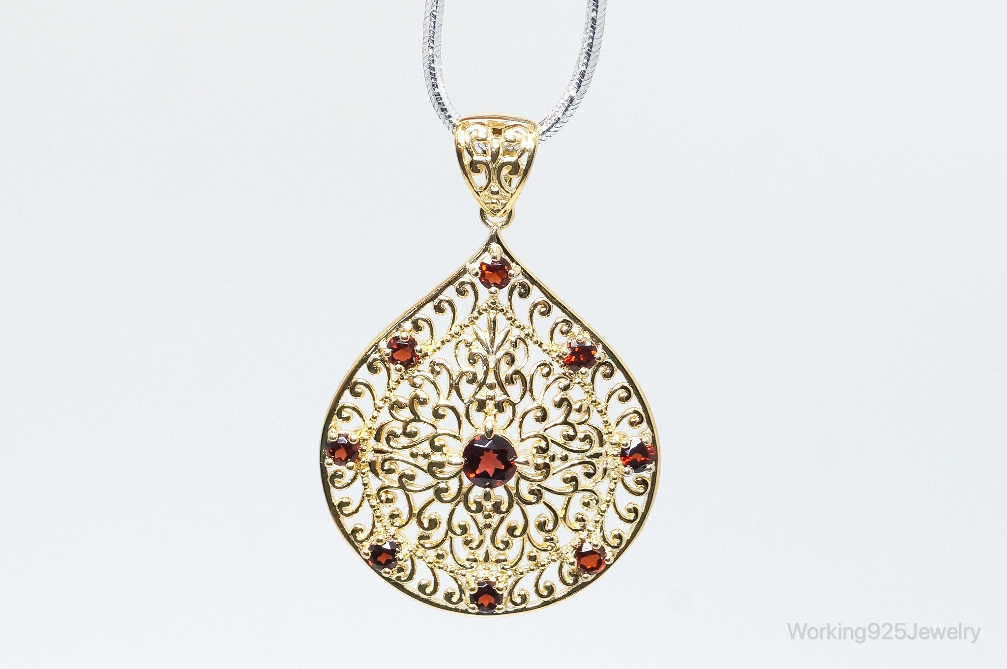 Designer Ross Simons Garnet Motif Gold Over Sterling Silver Pendant | Jewelry > Necklaces > Pendants | Wiccan Center