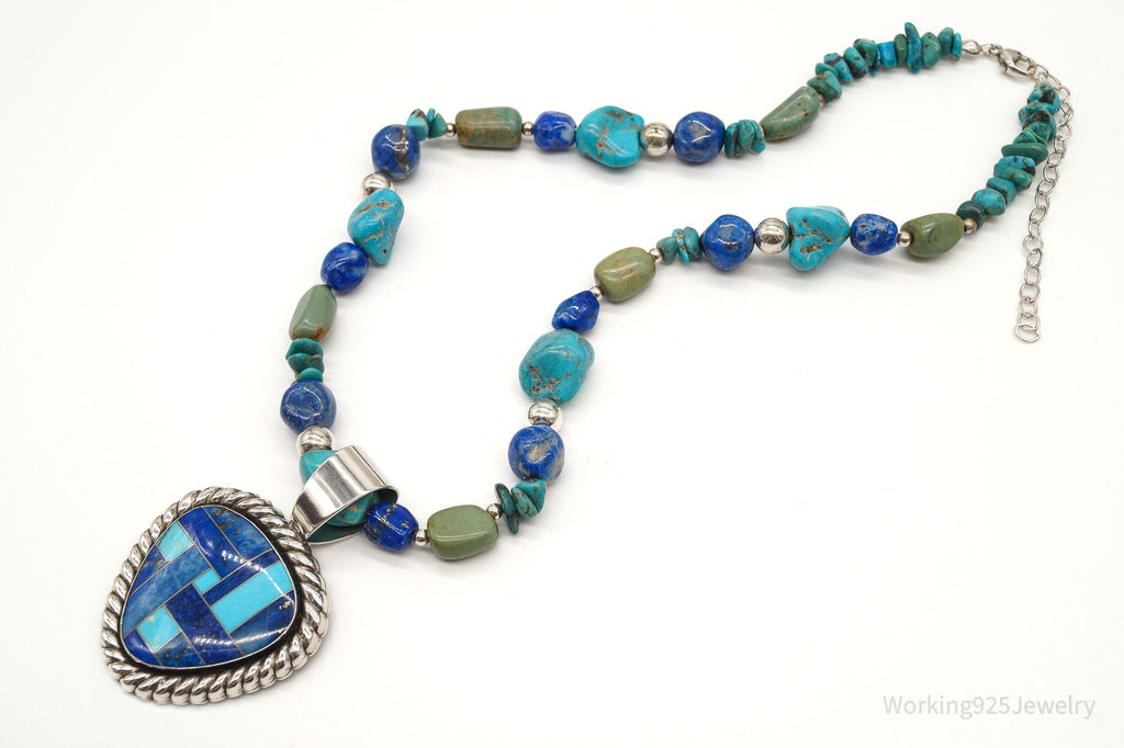 Vintage Carolyn Pollack Relios Turquoise Lapis Lazuli Sterling Silver Necklace | Jewelry > Necklaces | Wiccan Center