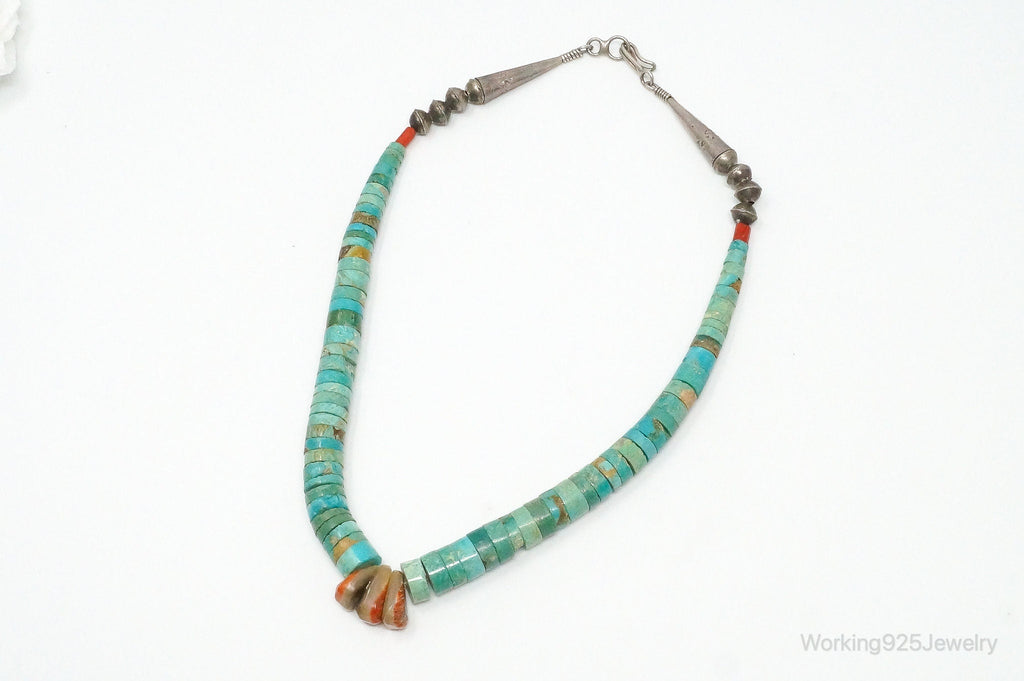 Vintage Native American Turquoise Disc Beads Sterling Silver Necklace | Jewelry > Necklaces > Pendants | Wiccan Center