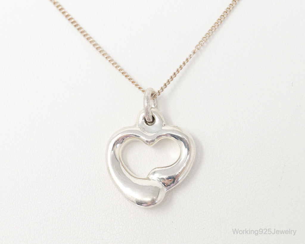 Vintage Puffy Hollow Heart Sterling Silver Necklace | Jewelry > Necklaces > Pendants | Wiccan Center