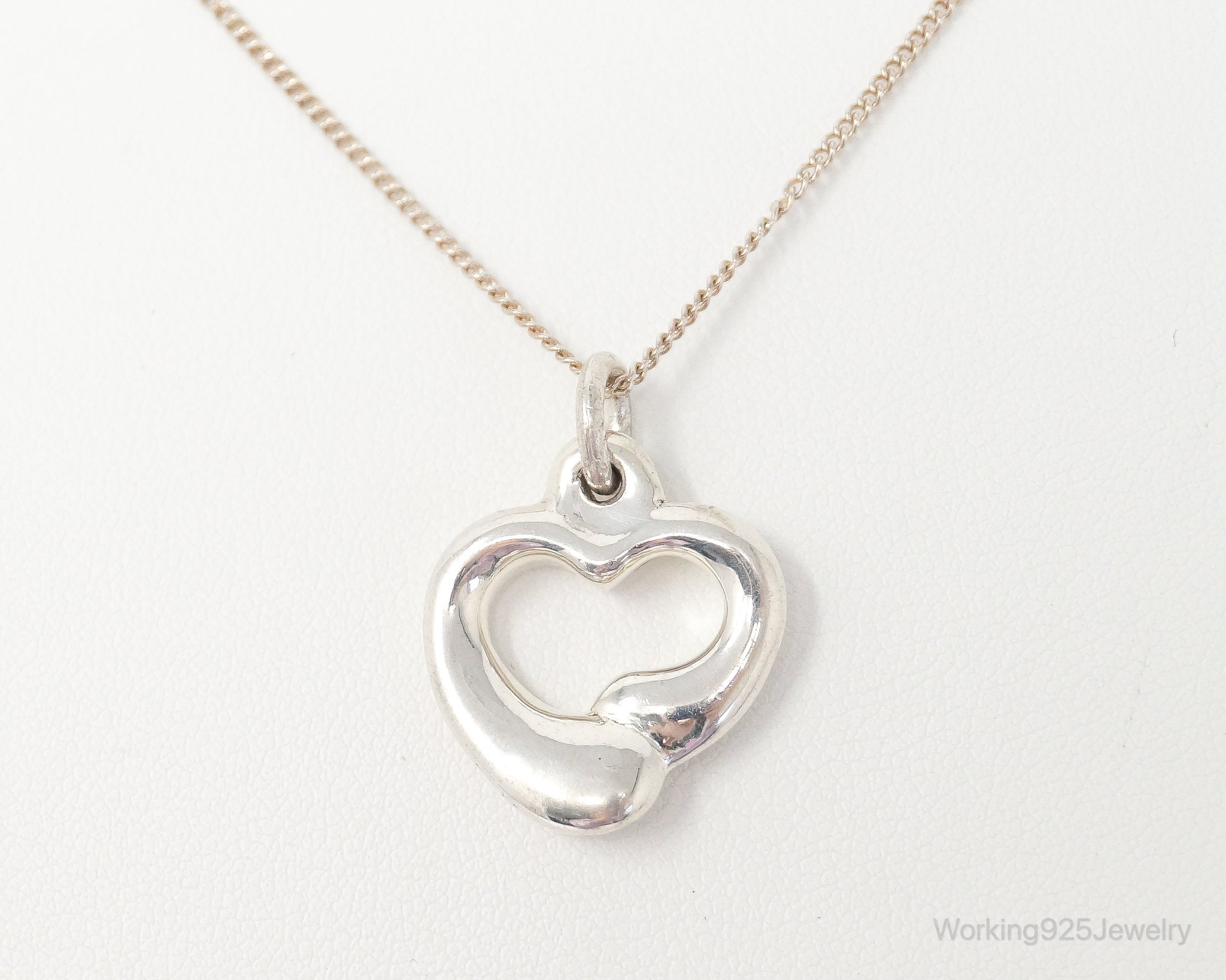Vintage Puffy Hollow Heart Sterling Silver Necklace | Jewelry > Necklaces > Pendants | Wiccan Center