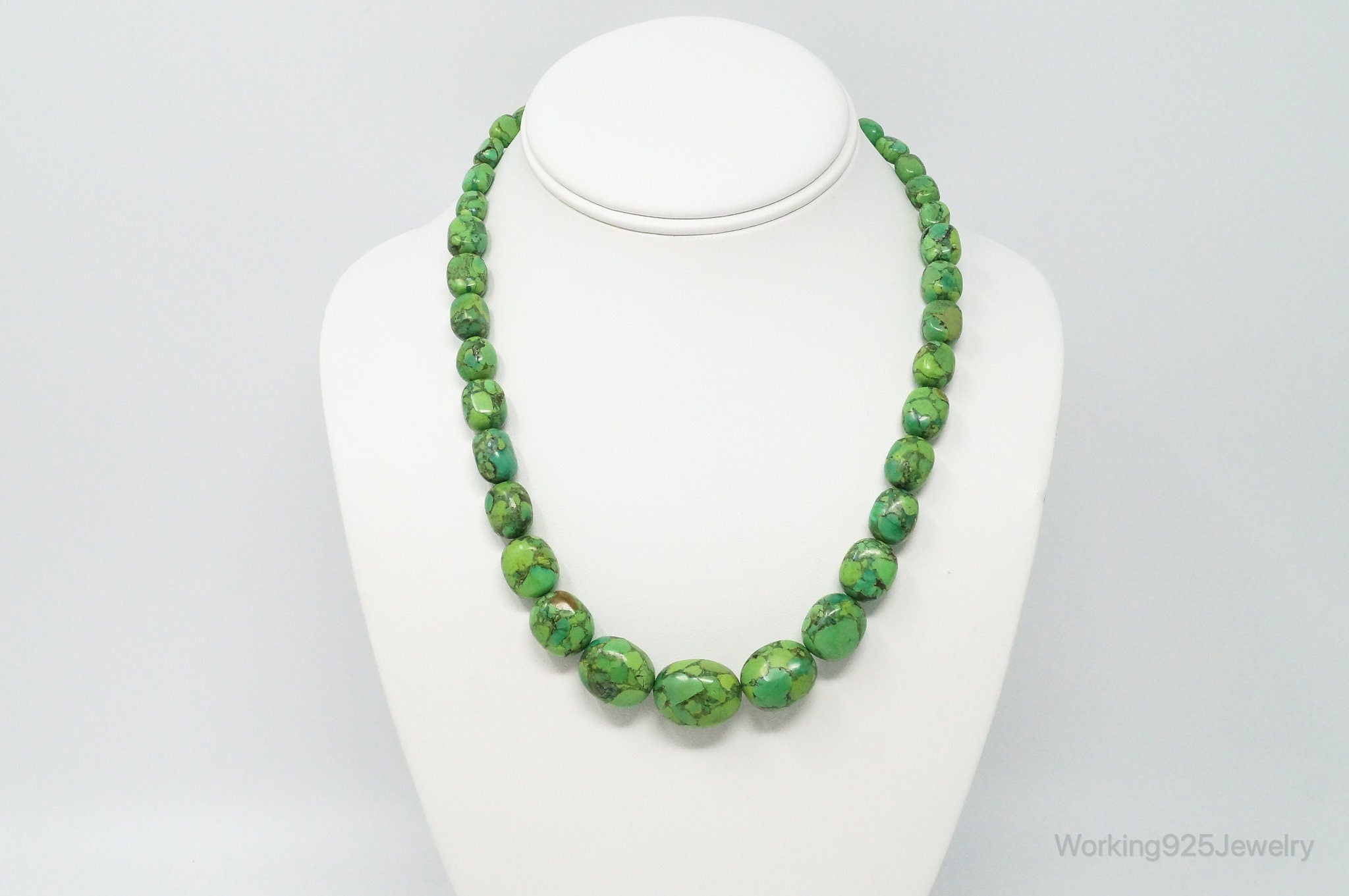 Desert Rose Trading Co Mojave Green Turquoise Sterling Silver Beaded Necklace | Jewelry > Necklaces > Pendants | Wiccan Center