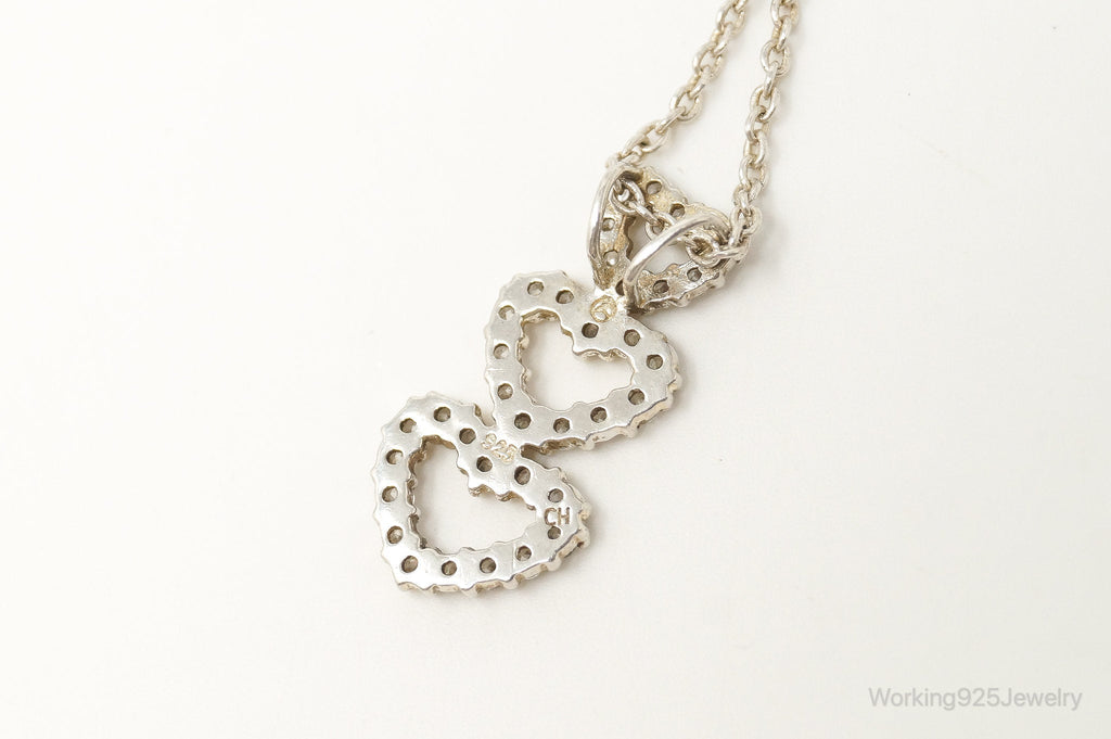 Vintage Open Hearts Cubic Zirconia Sterling Silver Necklace | Jewelry > Necklaces > Pendants | Wiccan Center