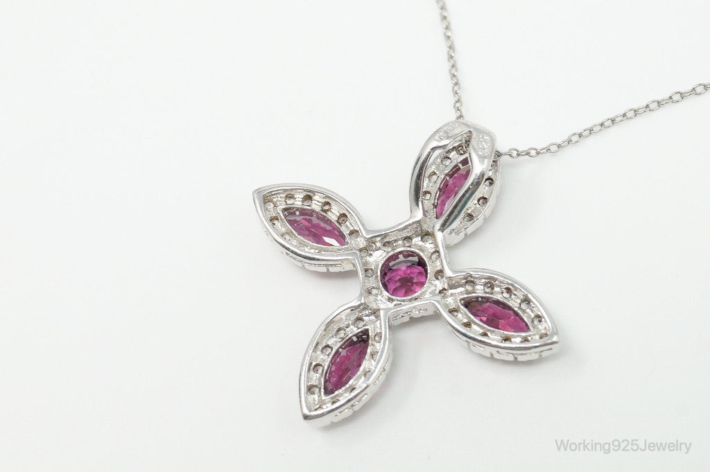 Large Rhodolite Garnet Cubic Zirconia Sterling Silver Necklace | Jewelry > Necklaces > Pendants | Wiccan Center