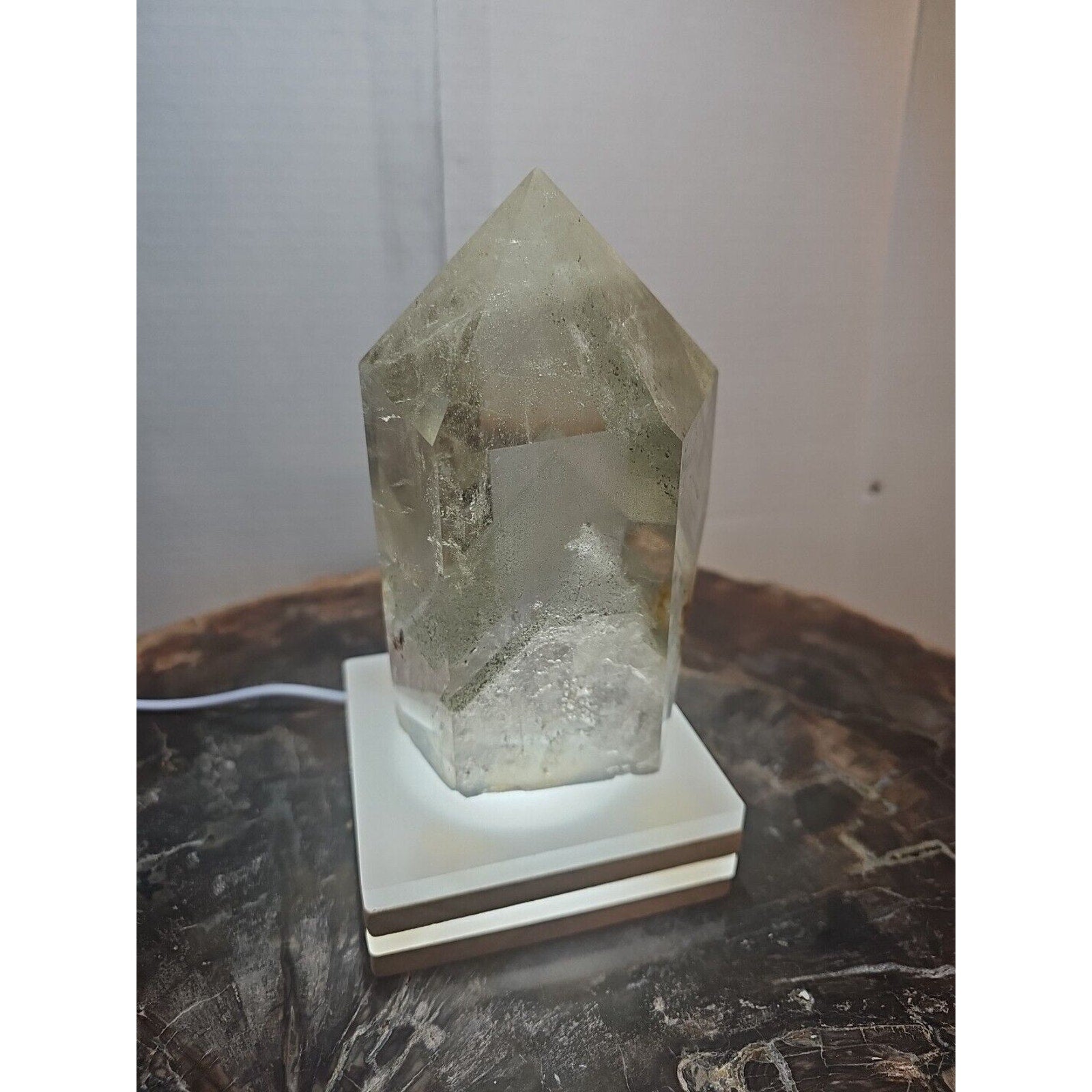 Green Ghost Phantom Quartz Crystal Obelisk — 2.7 lbs, Madagascar | CrystalCloud Company