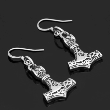 Vikings Mjolnir Stainless Steel Earrings | Earrings | Wiccan Center