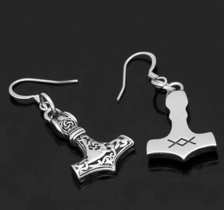 Vikings Mjolnir Stainless Steel Earrings | Earrings | Wiccan Center