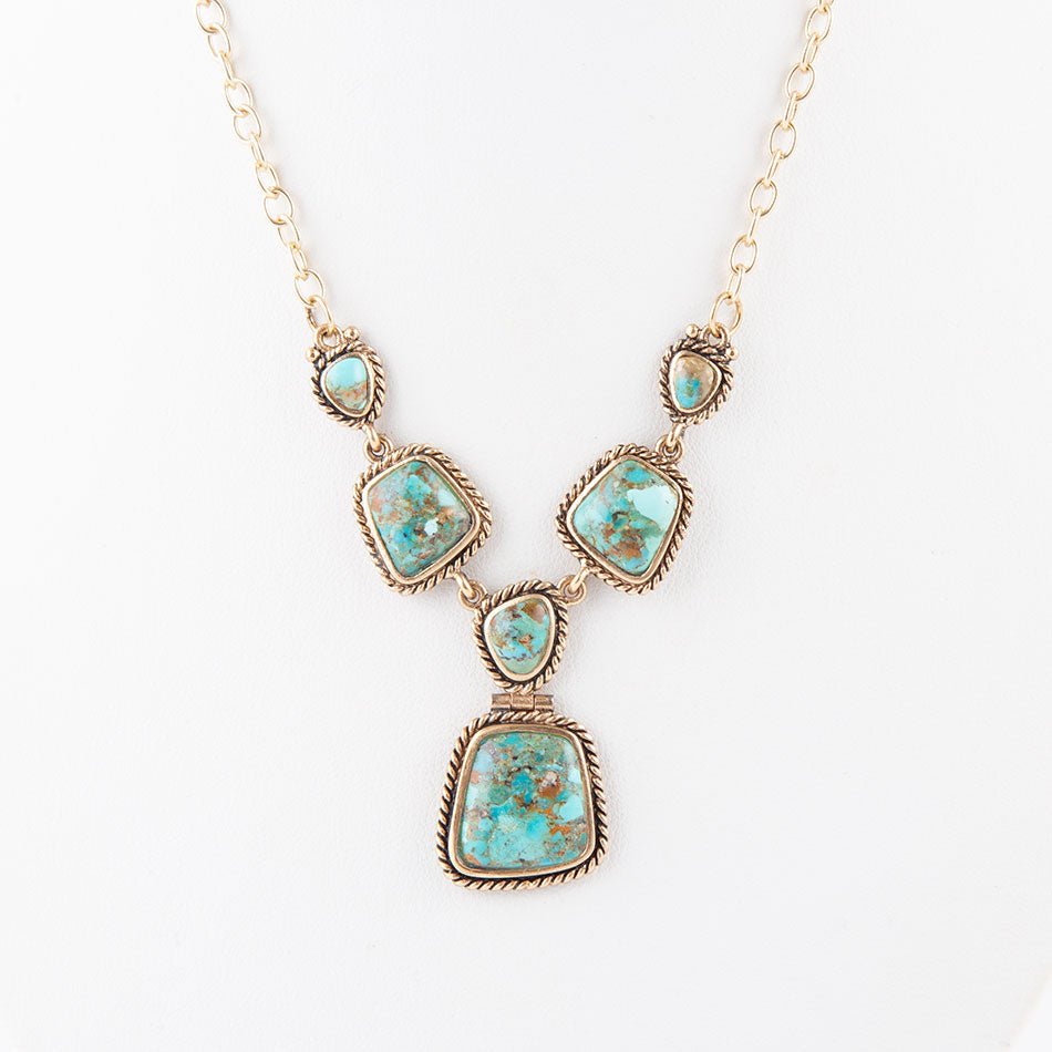 Earth and Sky Blue Turquoise Golden Necklace | Necklaces | Wiccan Center