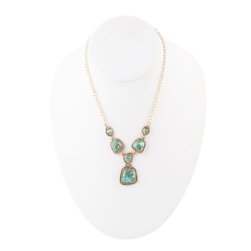 Earth and Sky Blue Turquoise Golden Necklace | Necklaces | Wiccan Center