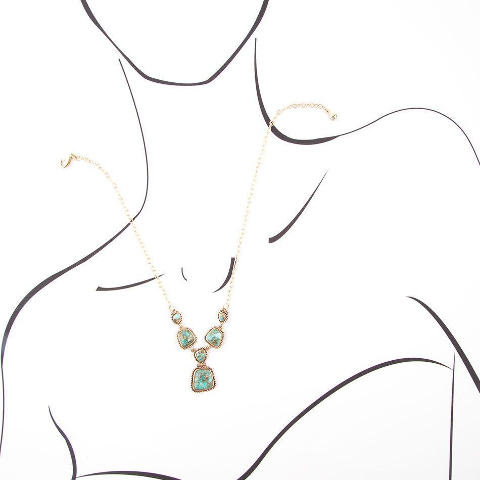 Earth and Sky Blue Turquoise Golden Necklace | Necklaces | Wiccan Center