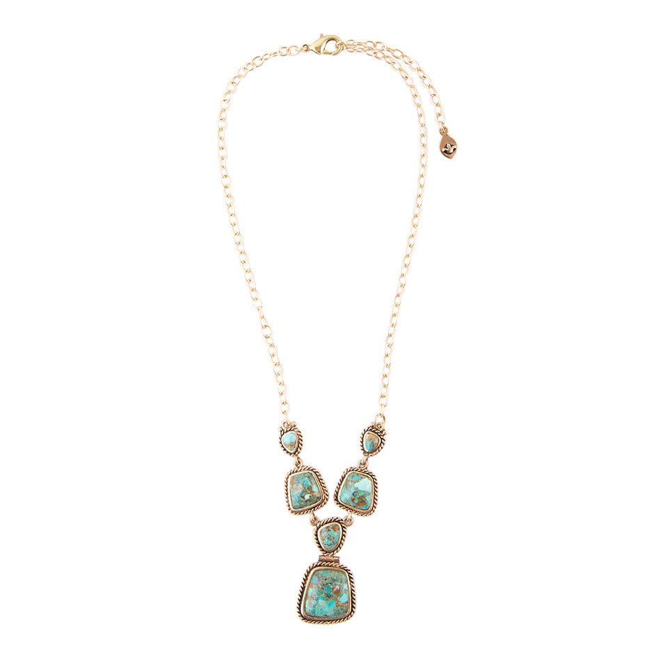 Earth and Sky Blue Turquoise Golden Necklace | Necklaces | Wiccan Center