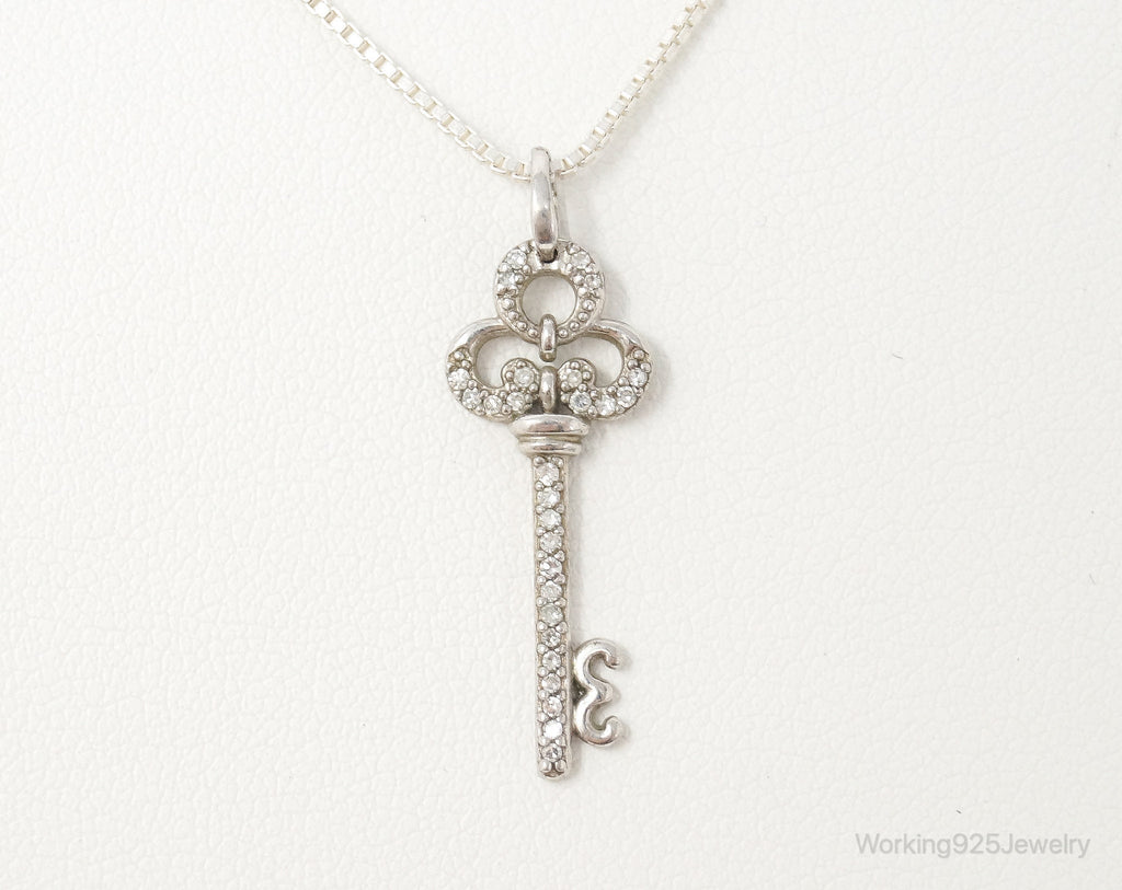 Large Designer Cubic Zirconia Key Sterling Silver Necklace | Jewelry > Necklaces > Pendants | Wiccan Center