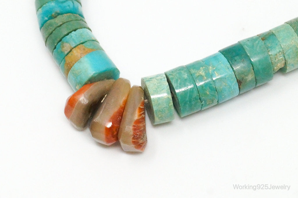 Vintage Native American Turquoise Disc Beads Sterling Silver Necklace | Jewelry > Necklaces > Pendants | Wiccan Center
