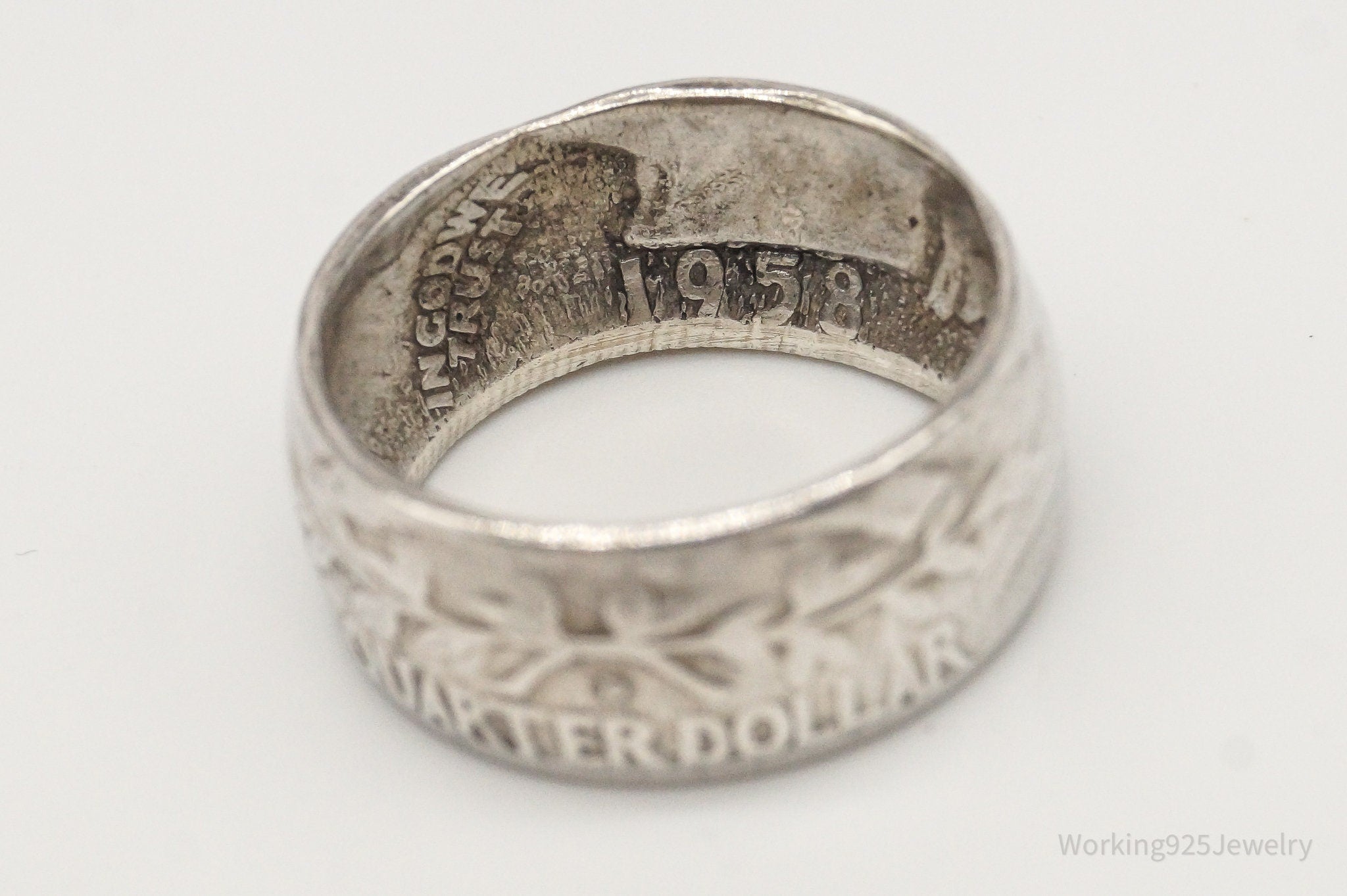 Vintage 1958 Washington Quarter Coin Silver Ring - Size 4.25 | Jewelry > Rings | Wiccan Center