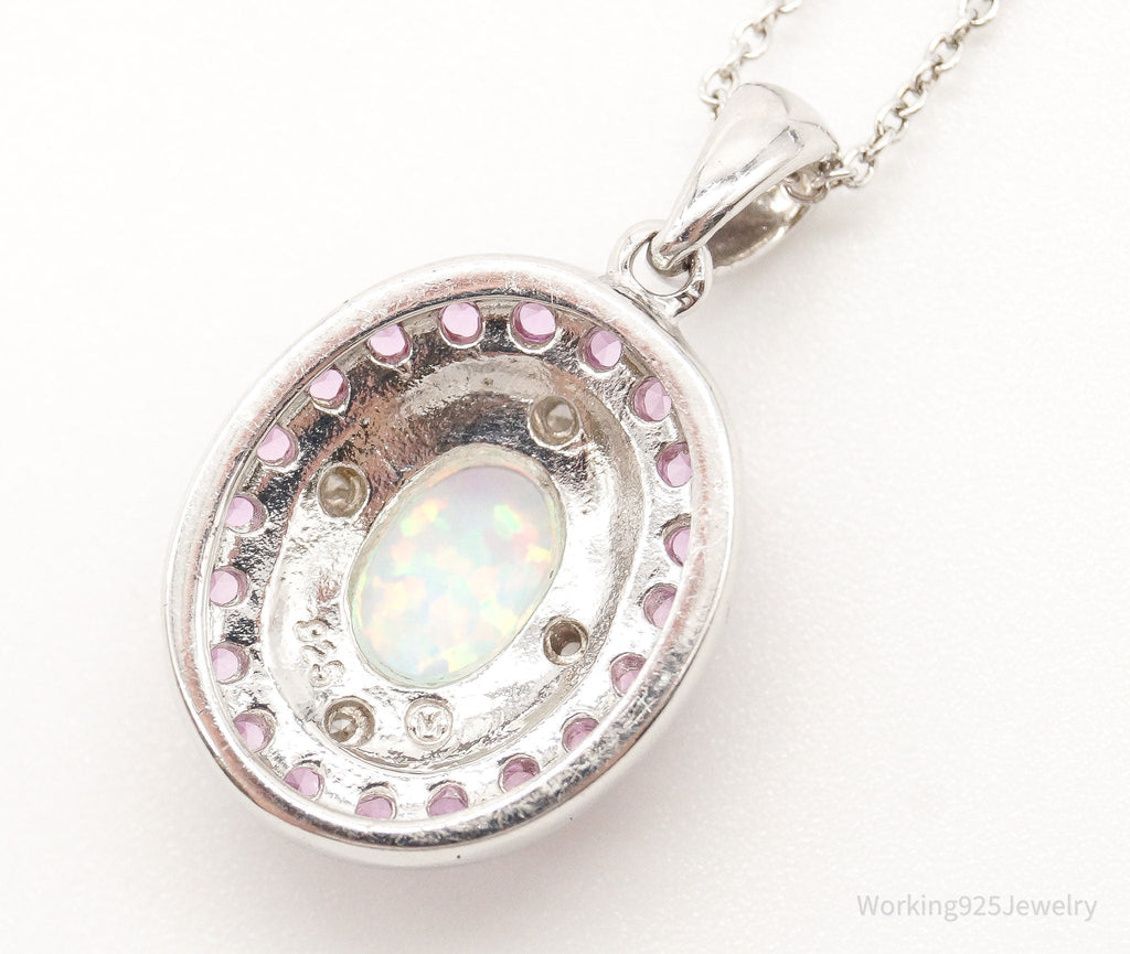 Opal Pink Topaz Cubic Zirconia Sterling Silver Necklace | Jewelry > Necklaces > Pendants | Wiccan Center