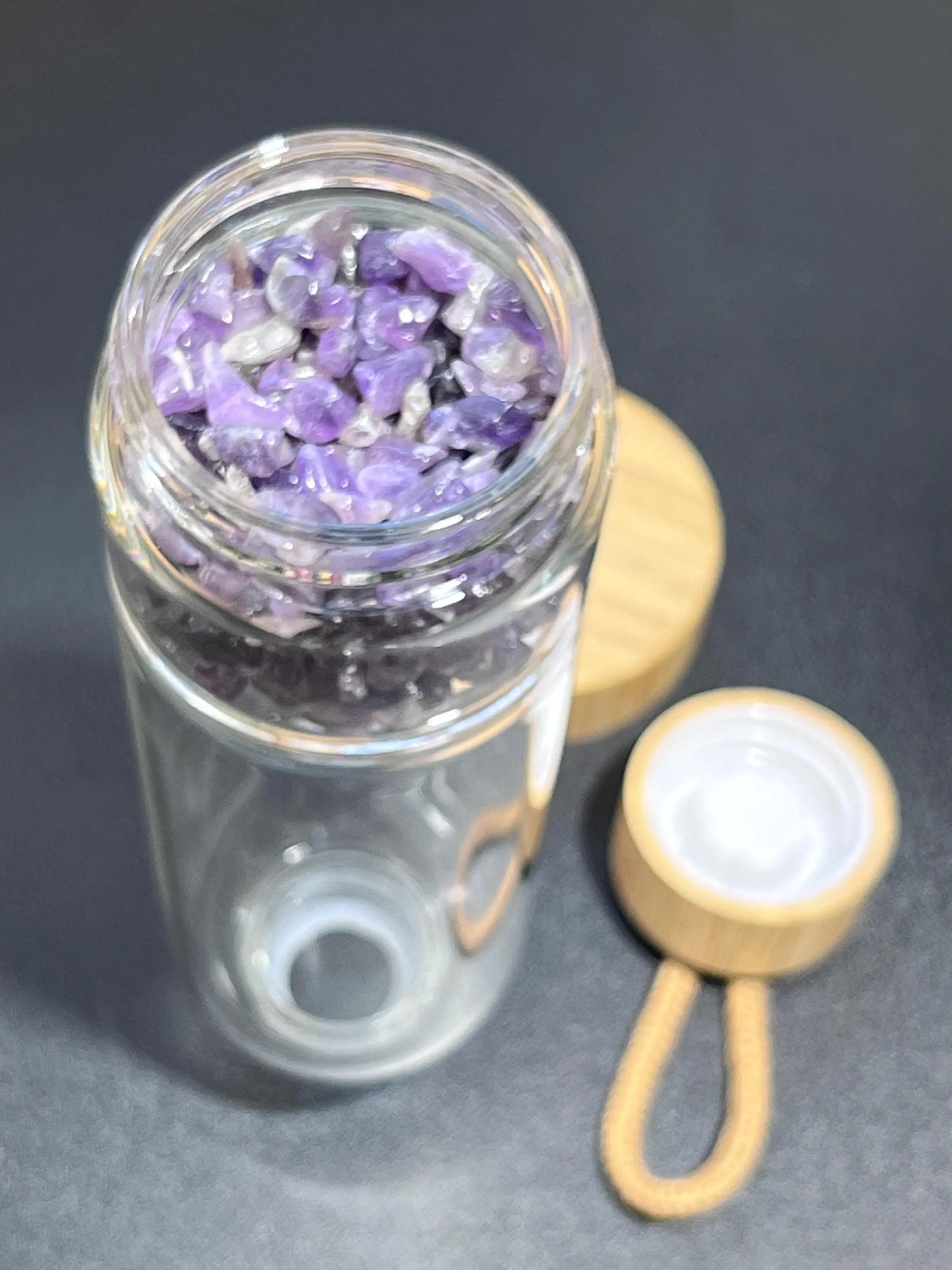 Crystal Infused Glass Water Bottle (Interchangeable Base) Gemstone Infuser | Home & Living > Kitchen & Dining > Drink & Barware > Drinkware > Water Bottles | Wiccan Center