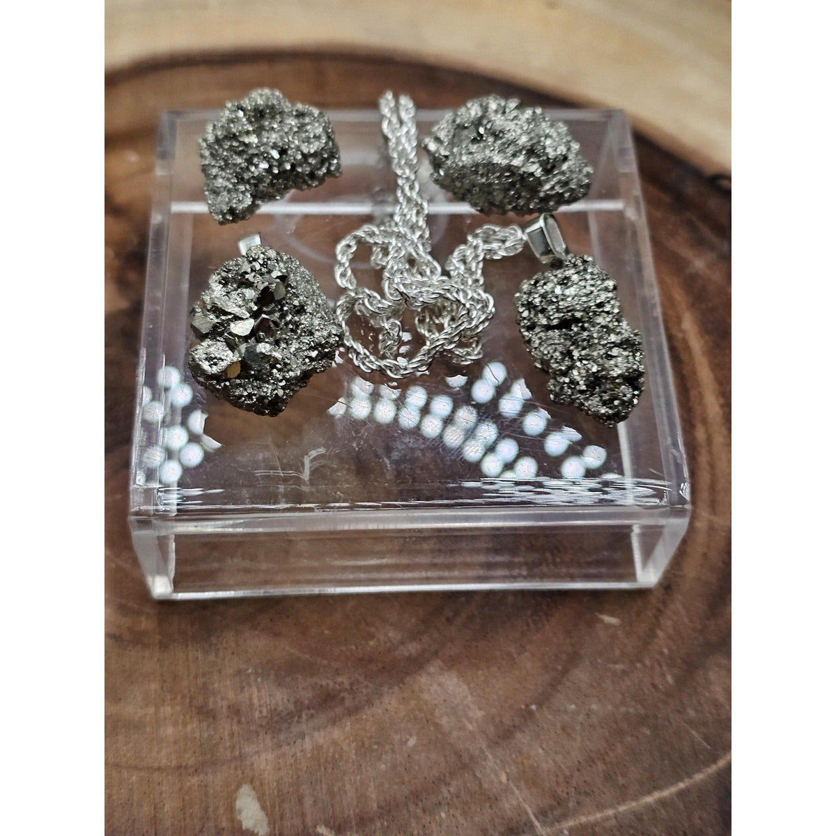 Golden Pyrite Pendant w/silver Chain