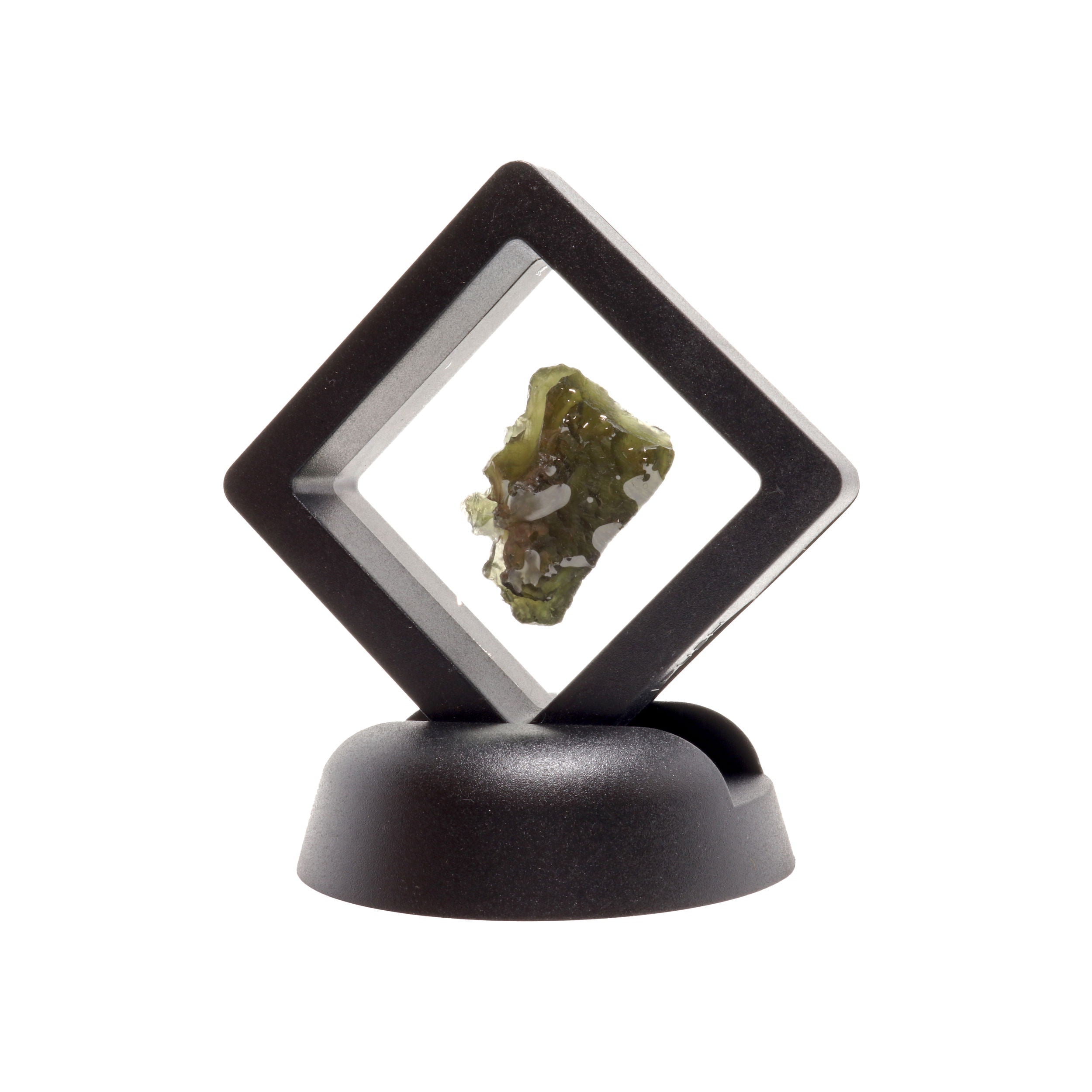 Moldavite Tektite Raw Nugget -Rugged with Right Angle Corner in Gel Case | Crystals & Minerals > Specimens | Wiccan Center